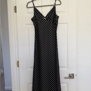 Camila Coelho Black and White Spotted Maxi Dress